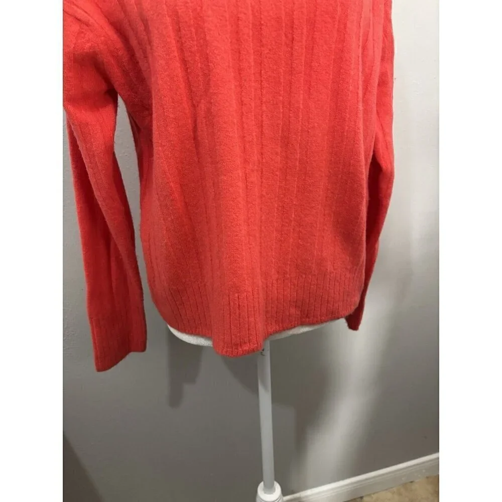 J Crew High Neck Orange Soft Pullover Sweater Wool Blend Size Medium